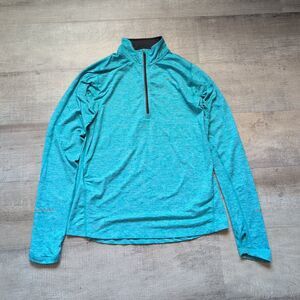 Nike Running Women's Dri-Fit Quarter Zip Jacket Size M Thumb Holes Teal